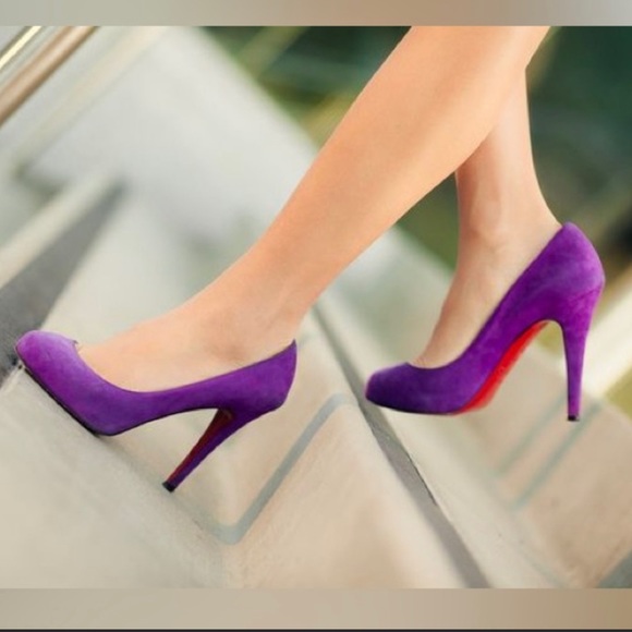 CHRISTIAN LOUBOUTIN New Declic Velours Purple Suede Pumps SZ 37